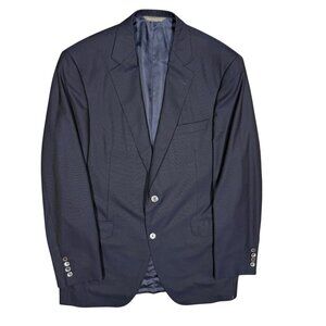 Samuelsohn Blazer Mesh Wool Blazer Super 130s Sport Coat Blue Full Canvas 42T